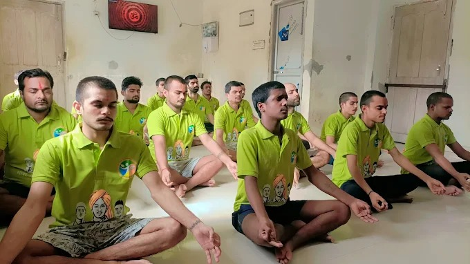 Residents in a group meditation session